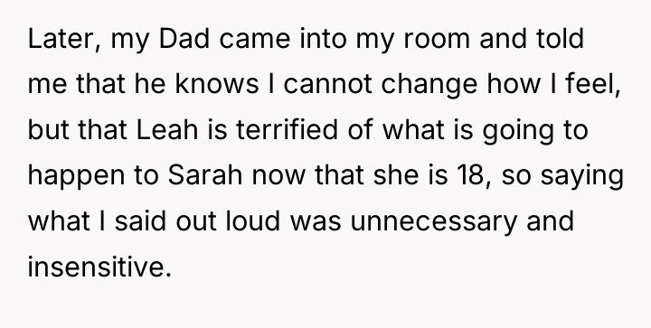 Later, my Dad came into my room and told me...