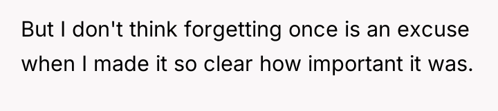 But I don't think forgetting once is an excuse when...