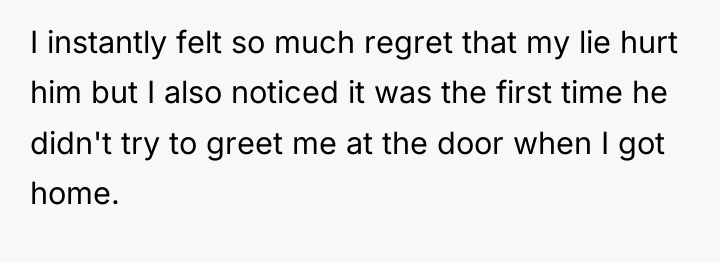 I instantly felt so much regret that my lie hurt...