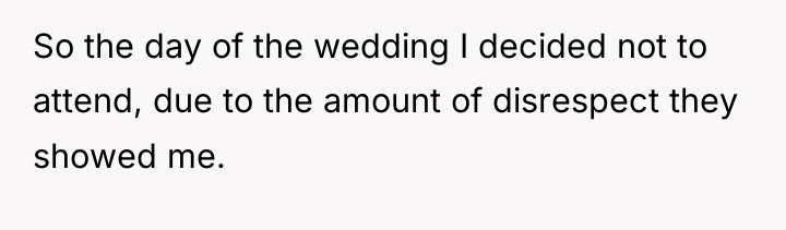 So the day of the wedding I decided not to...