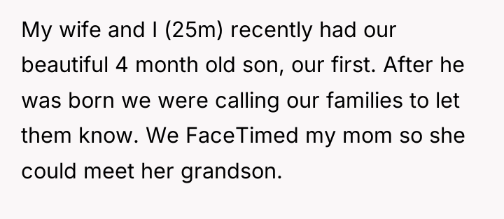 My wife and I (25m) recently had our beautiful 4...