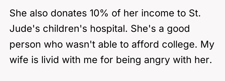 She also donates 10% of her income to St. Jude's...