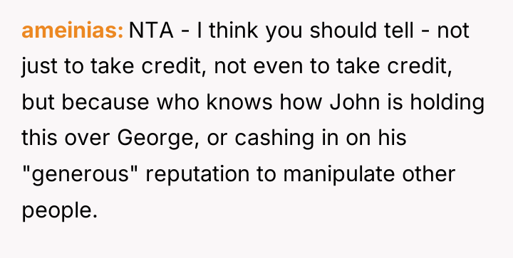 ameinias NTA - I think you should tell - not...