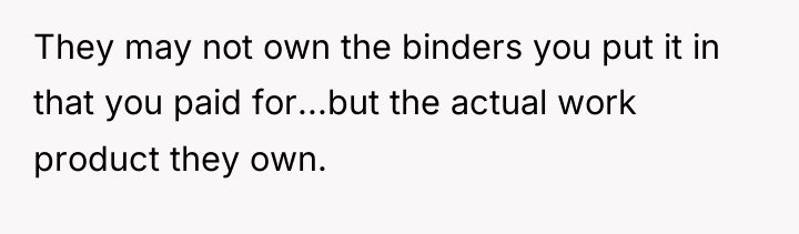 They may not own the binders you put it in...
