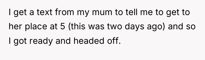 I get a text from my mum to tell me...