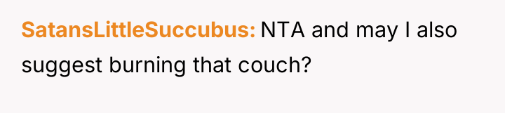 SatansLittleSuccubus NTA and may I also suggest burning that couch?
