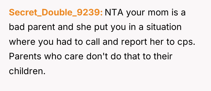 Secret_Double_9239 NTA your mom is a bad parent and she...