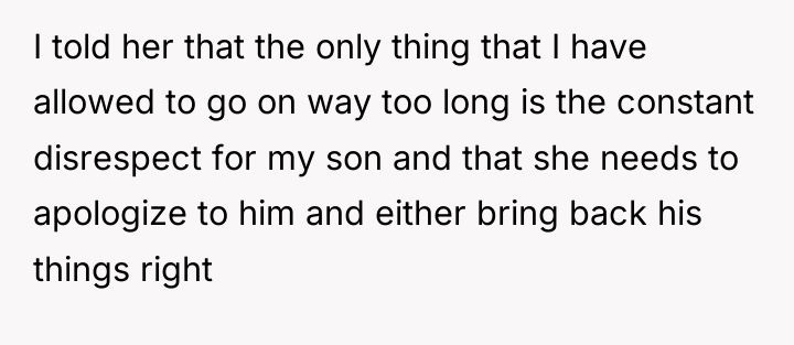 I told her that the only thing that I have...