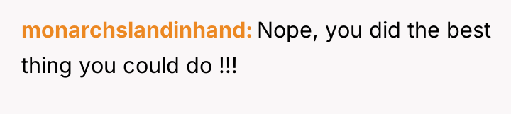 monarchslandinhand Nope, you did the best thing you could do...