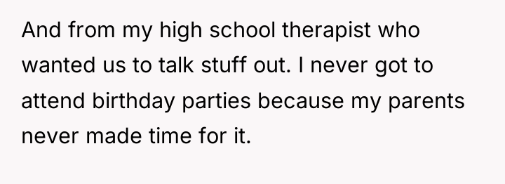And from my high school therapist who wanted us to...