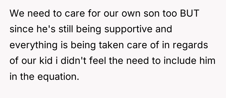 We need to care for our own son too BUT...