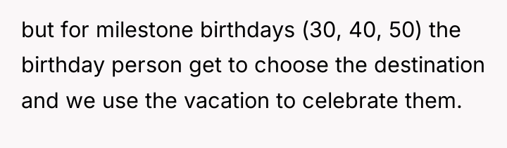 but for milestone birthdays (30, 40, 50) the birthday person...