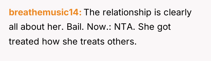 breathemusic14 The relationship is clearly all about her. Bail. Now.:...