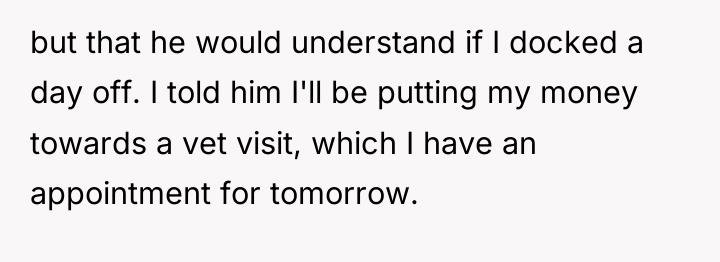 but that he would understand if I docked a day...