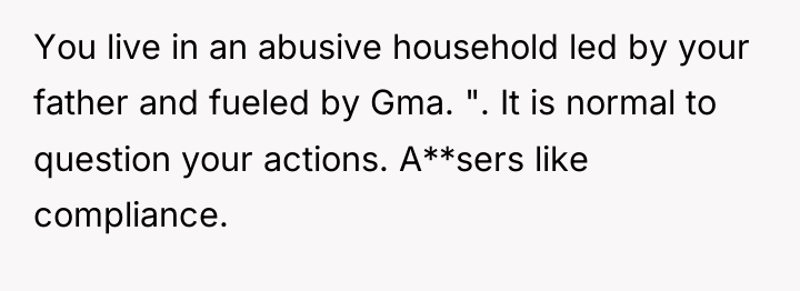 You live in an abusive household led by your father...
