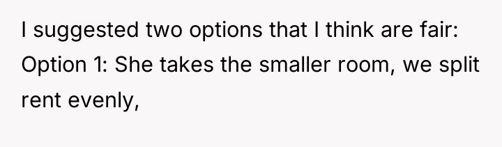 I suggested two options that I think are fair: Option...