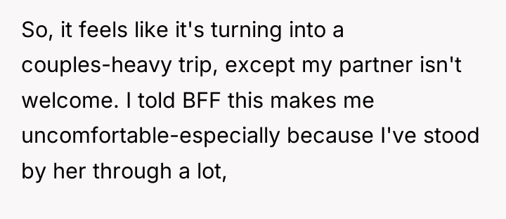 So, it feels like it's turning into a couples-heavy trip,...