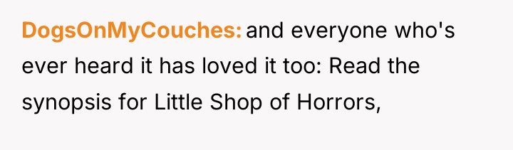 DogsOnMyCouches and everyone who's ever heard it has loved it...