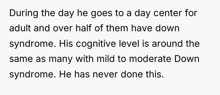 During the day he goes to a day center for...