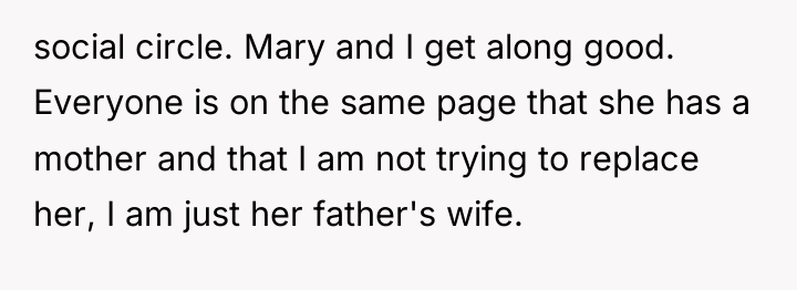 social circle. Mary and I get along good. Everyone is...
