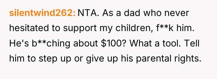 silentwind262 NTA. As a dad who never hesitated to support...