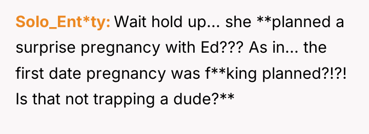 Solo_Ent*ty Wait hold up... she **planned a surprise pregnancy with...
