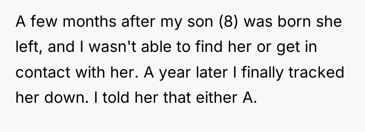 A few months after my son (8) was born she...