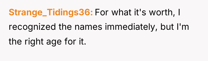 Strange_Tidings36 For what it's worth, I recognized the names immediately,...