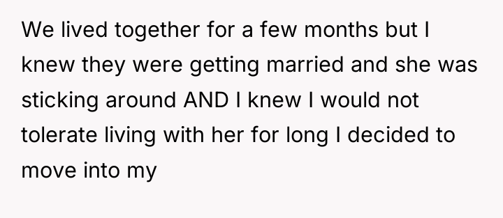 We lived together for a few months but I knew...