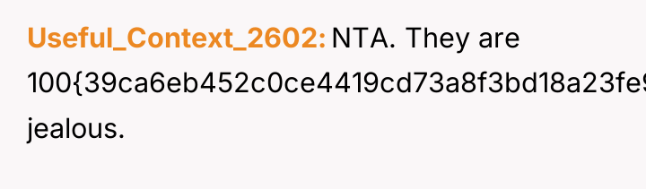 Useful_Context_2602 NTA. They are 100{39ca6eb452c0ce4419cd73a8f3bd18a23fe95ab4febb092bc2ab1b542eeea82f} jealous.