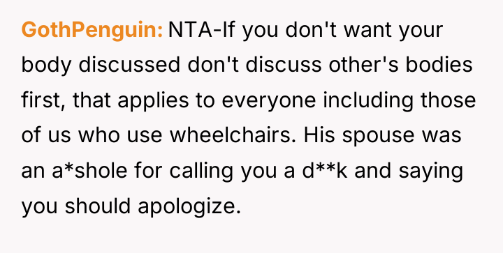 GothPenguin NTA-If you don't want your body discussed don't discuss...