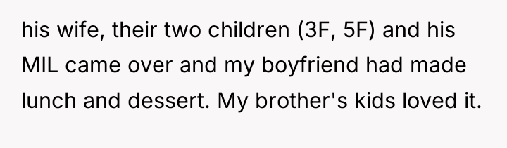 his wife, their two children (3F, 5F) and his MIL...