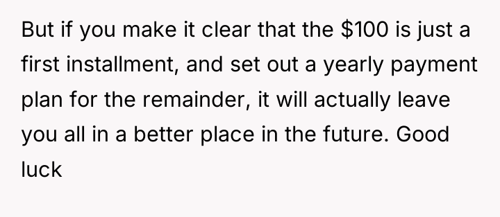 But if you make it clear that the $100 is...