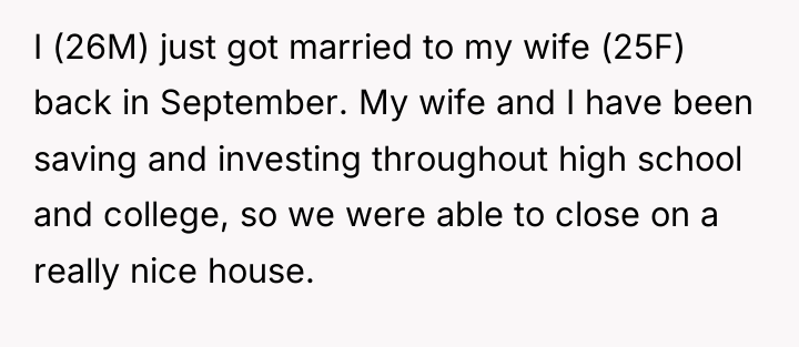 I (26M) just got married to my wife (25F) back...