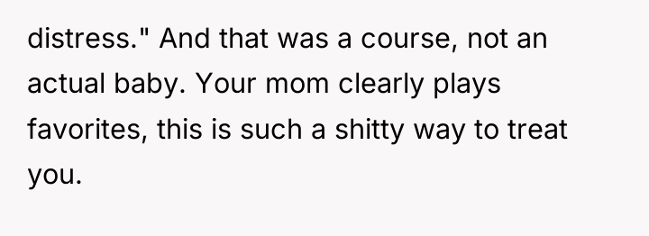 distress." And that was a course, not an actual baby....