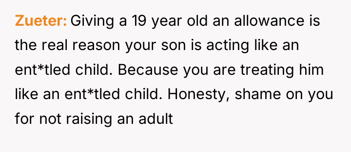 Zueter Giving a 19 year old an allowance is the...