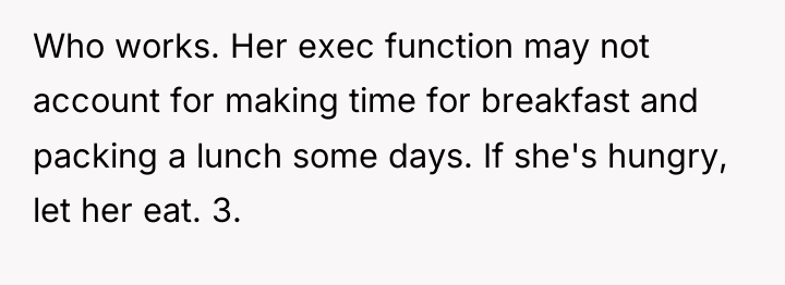 Who works. Her exec function may not account for making...