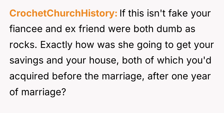 CrochetChurchHistory If this isn't fake your fiancee and ex friend...