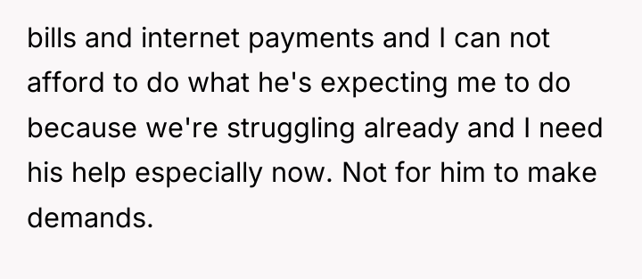 bills and internet payments and I can not afford to...
