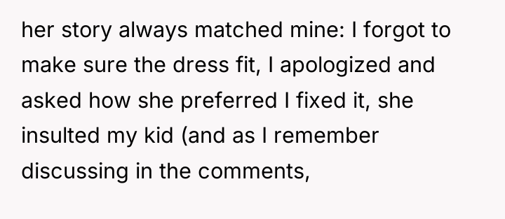 her story always matched mine: I forgot to make sure...