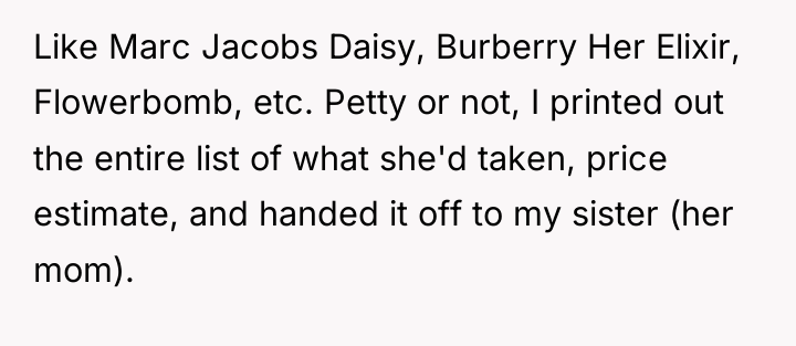 Like Marc Jacobs Daisy, Burberry Her Elixir, Flowerbomb, etc. Petty...