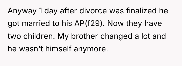 Anyway 1 day after divorce was finalized he got married...