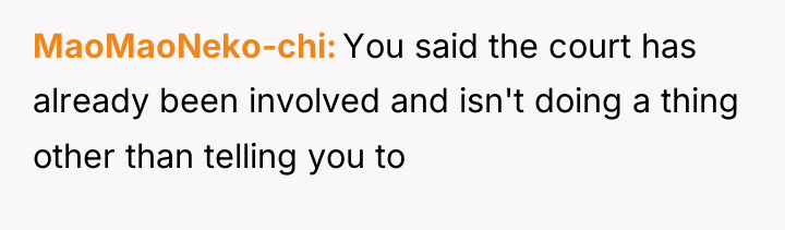 MaoMaoNeko-chi You said the court has already been involved and...