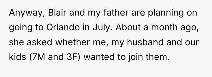 Anyway, Blair and my father are planning on going to...