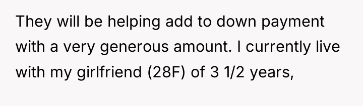 They will be helping add to down payment with a...