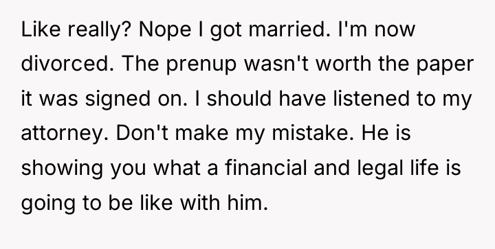 Like really? Nope I got married. I'm now divorced. The...
