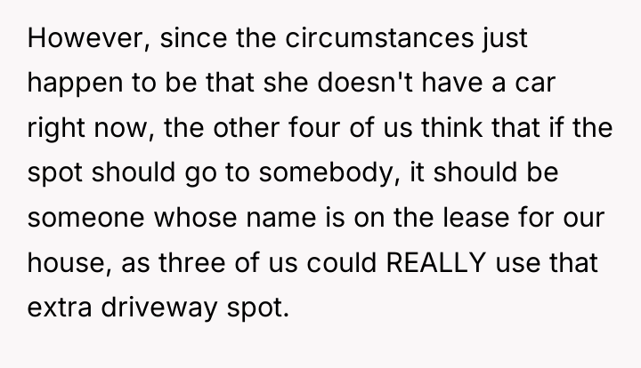 However, since the circumstances just happen to be that she...