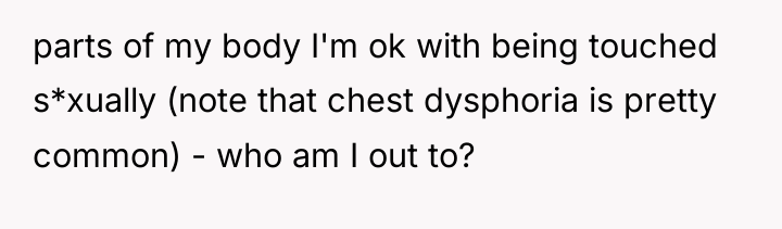 parts of my body I'm ok with being touched s*xually...