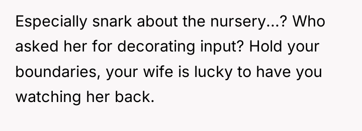 Especially snark about the nursery...? Who asked her for decorating...