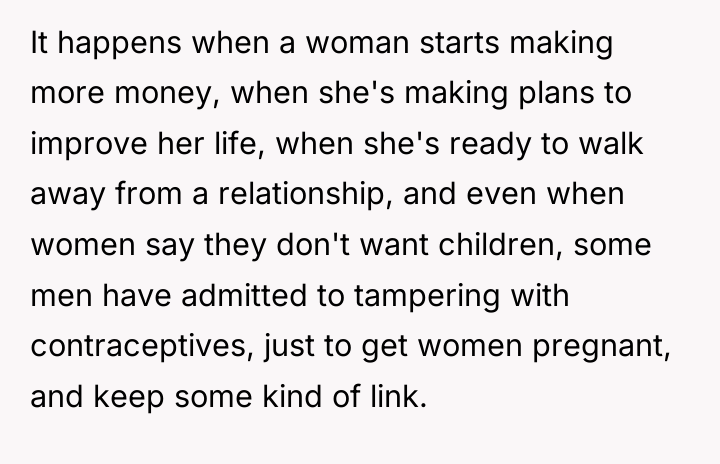 It happens when a woman starts making more money, when...